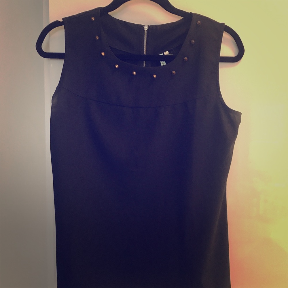 Black Tank With Studded Neckline